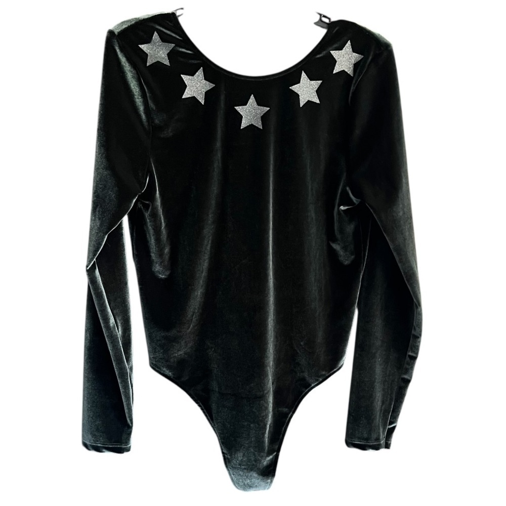 Victorias Secret Green Velour Star Bodysuit size Large - Picture 3 of 9